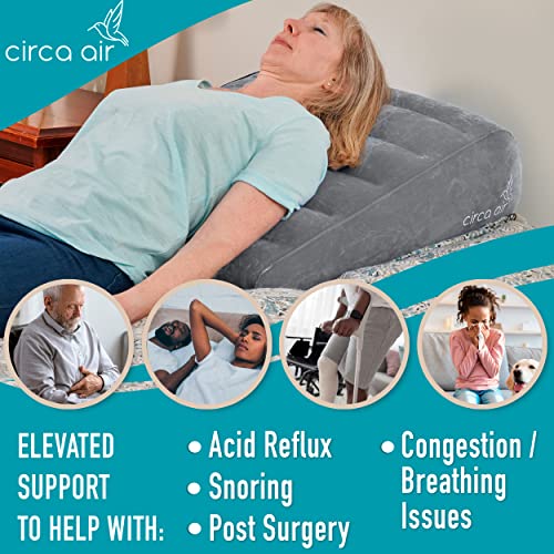 Circa Air Inflatable Wedge Pillow - Travel Wedge Pillow For Sleeping Acid Reflux, After Surgery, Bed Wedge Pillow For Head Shoulder, Back, Knee, Leg Elevation Support, Gerd, Snoring, Heartburn #TOP1