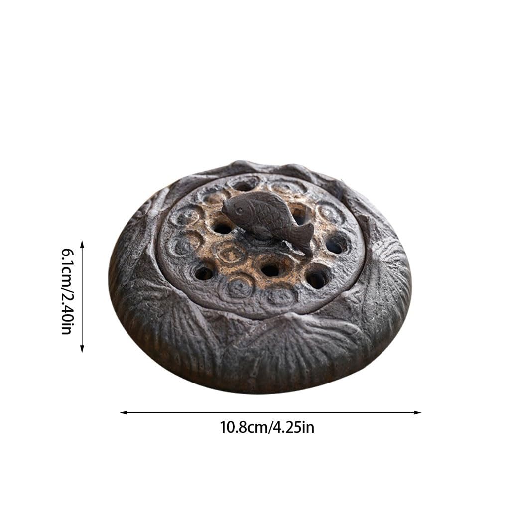 Bruciatore di incenso per studi e aromaterapia, stile buddista, in ceramica, anticato, ornamento da scrivania, incensiere (B)