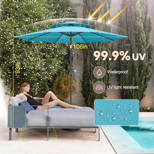 AckMizz Terrassenschirm für den Außenbereich, Tischschirm, wasserfest, UV-Schutz, Sonnenschirm für Pool, Veranda, Garten, Deck, Hinterhof – Bild 3