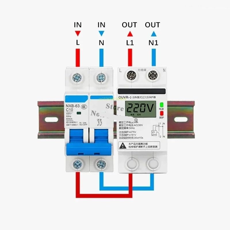 1pc OUVR-3 1P N 40A Digital Display Self-Reset Overvoltage Protector Circuit Breaker Protection Switch Rated Voltage AC230v