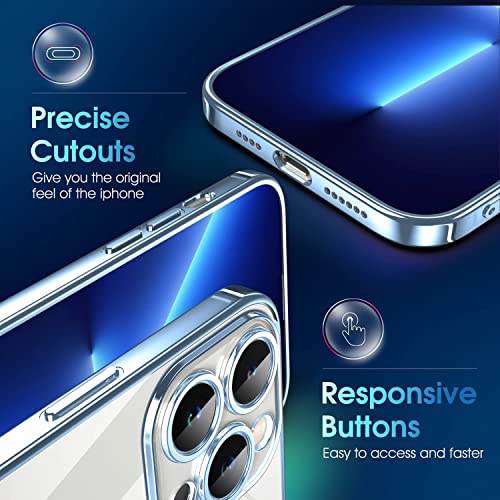 Image of Elzzi Electroplated Clear Transparent Cover for iPhone 15 Pro Case 6.1 inch Luxury TPU Cover Full Body & Camera Protection for Each Lens Bumper Cases for Men & Women (Light Blue)