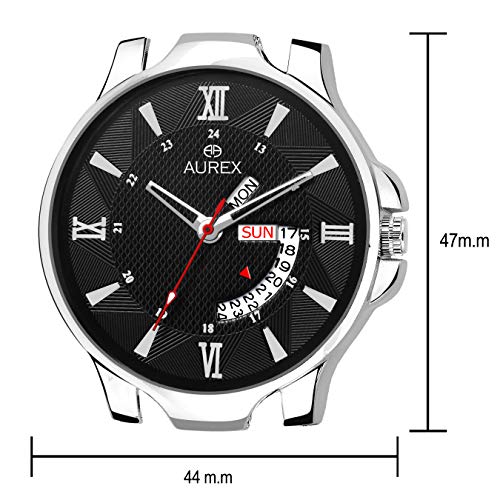 Image of AUREX Smartwatch Men's Watch (Black Dial Silver Colored Strap)