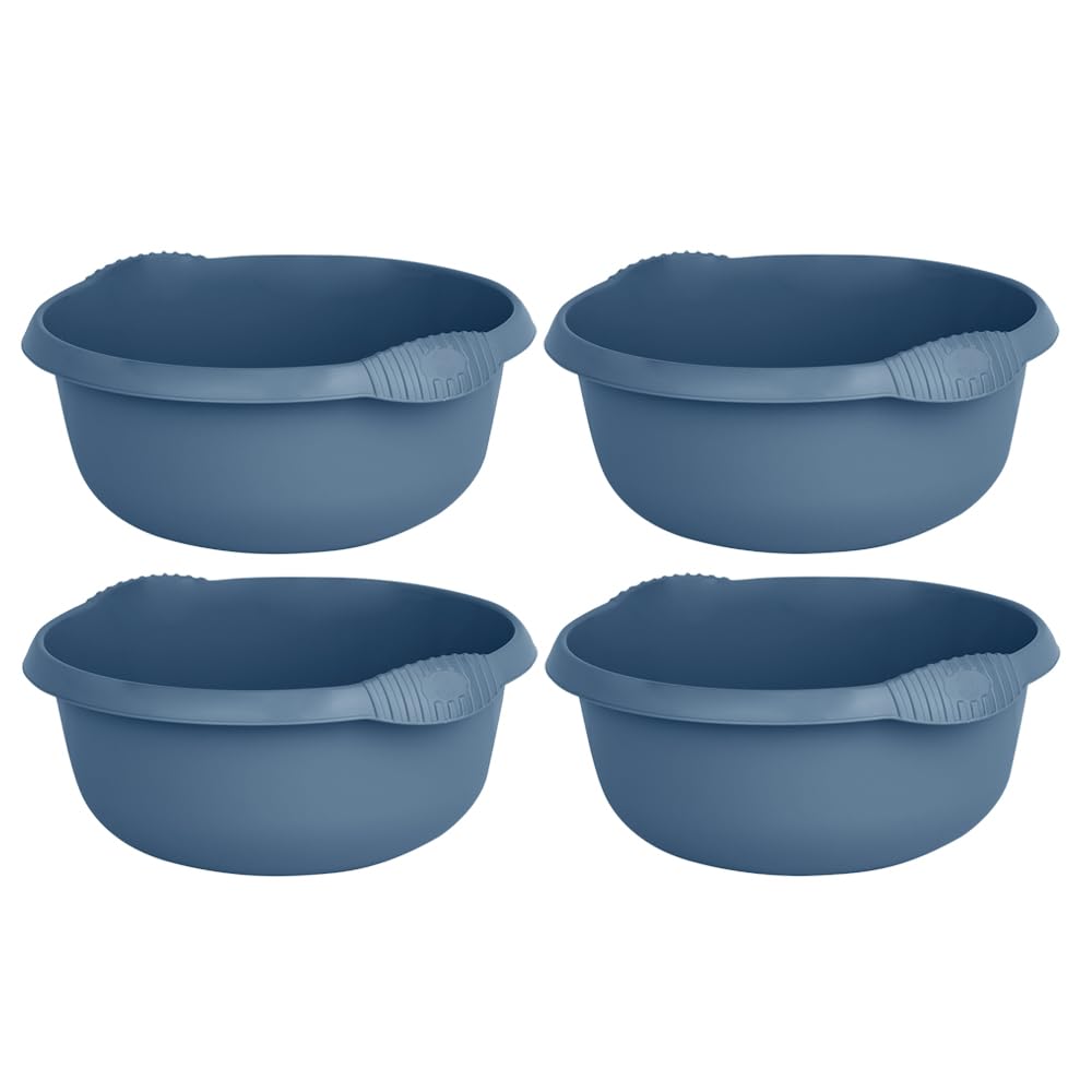 M1ss Navy Set Of 4-28Cm High Grade Plastic Round Bowl For Kitchen Sink, Multipurpose Basin Mixing, Washing Up Bowl Sink Tidy Organizer Wash Tub Space Saving For Home Kitchen Outdoor Camping