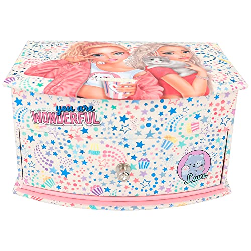 Depesche 12436 TOPModel Cutie Star Small Pink Jewellery Box with Mirror and Hinged Lid