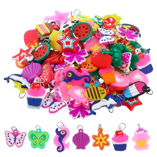 Nogeqi 120 Pcs Silicone Charms for Bracelets Rubber Loom Band Charm Rubber Band Bracelets Charm Charms for Jewelry Making DIY Handmade Materials(Random styles)