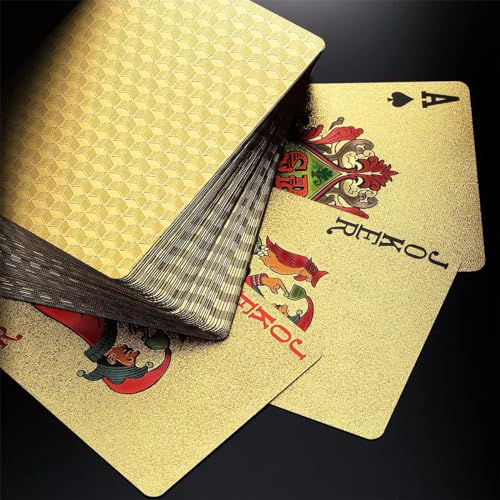 Spielkarten - Gold Wasserfest Pokerkarten, Playing Cards 54 Blatt for Texas Hold'em, Blackjack, Euchre, Canasta Karten, Romme, Baccarat – Bild 5