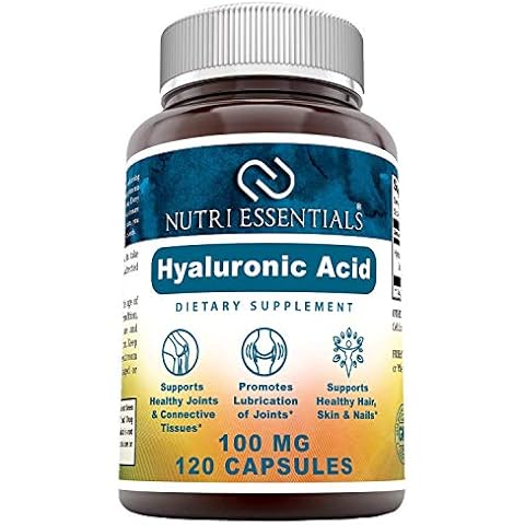 Nutri Essentials Hyaluronic Acid Dietary Supplement - 100 mg 120 Capsules (Non-GMO) - The Best Supplements for Joint Health, Skin Care & More* Cover