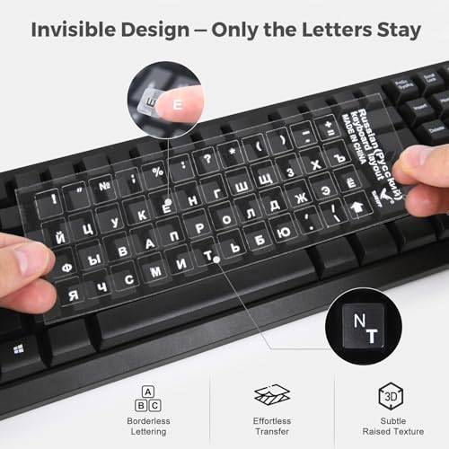 Pegatinas para Teclado Ruso, Letras Blancas 5 en 1 miniatura 2