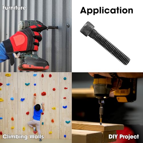 Image of 50PCS 3 /8x2 inch Long Bolts for Wall Rock Climbing Holds Mounts, 3 /8-16 Socket Head Allen Cap, Alloy Steel Durable & Easy Hanger Hardware Ice Screws, Gear Kit Bundle Supplies Designed for Indoor Use