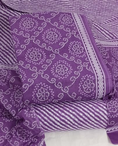 Image of DRAVINAM Trends Women's Premium Cambric Cotton Jaipuri Printed Unstitched Salwar Suit Dress Material with Mulmul Cotton Dupatta