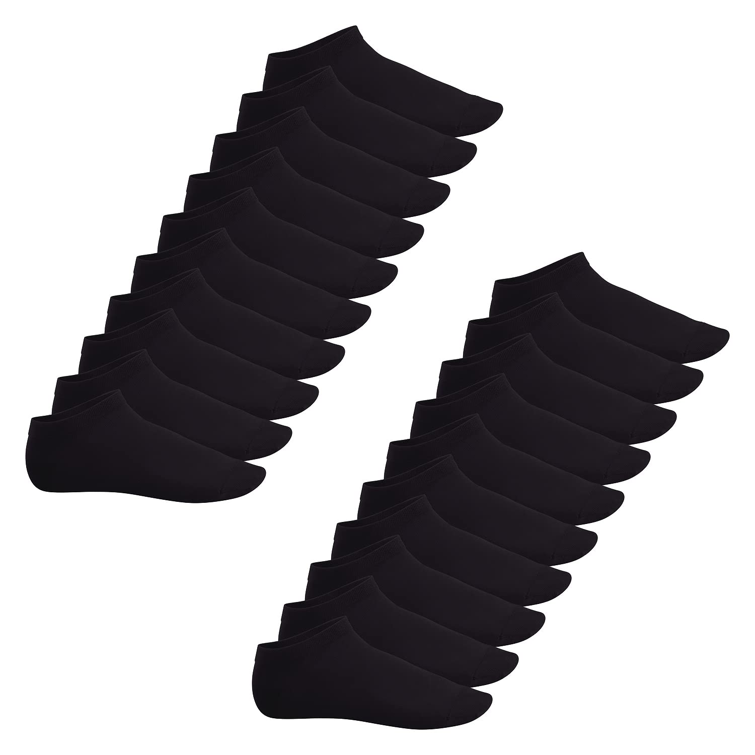 Footstar EVERYDAY! 20 Paar Damen & Herren Sneaker Socken - Schwarz 39-42