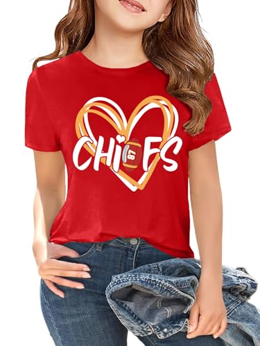 QAUN Football Shirts for Kids Boys Girls Game Day Tshirts Fans Gift Tops Football Team Tees 5-13y(5-14y)(Red1 130)
