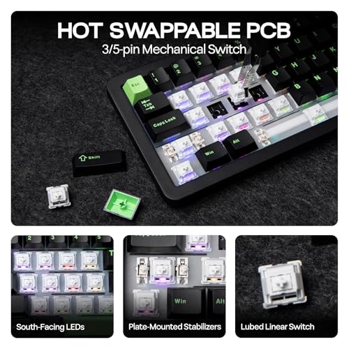 Image of EPOMAKER Galaxy68 QMK /VIA Wireless Mechanical Keyboard, Anodized Aluminum, TOP /Gasket, 6000mAh, RGB Side /Backlight, 65% Gaming Keyboard with Hot-Swap Creamy Switch (Black, Marble White Switch)