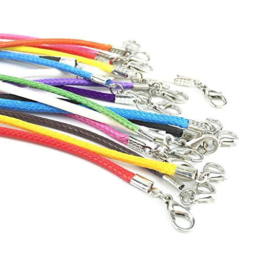 Ogquaton Collier en chaîne, 100 pcs Bricolage Fabrication de Bijoux en Coton ciré Cordon avec Fermoir Pince de Homard, mélange de Couleurs, 18 Pouces Durable et Pratique