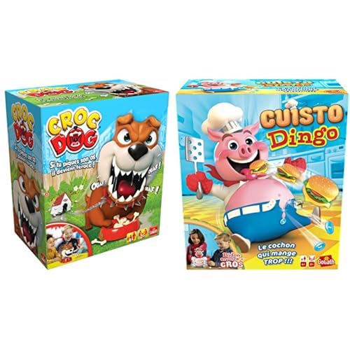 Lot de 2 Jeux : Croc Dog + Cuisto Dingo - Jeux de Société, d'Actions, d'Adresse et Rapidité pour Enfants - Set de Jeu Inédit - Jouez en Famille ou Entre Amis - 2 à...