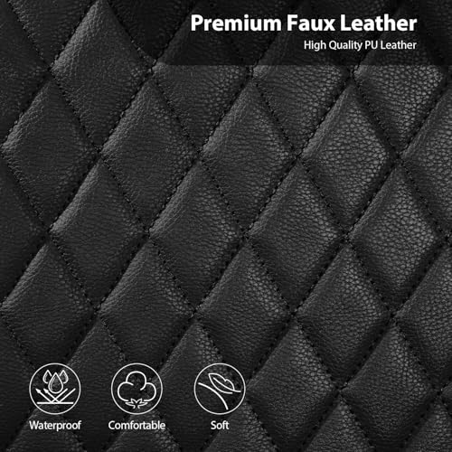 Image of CAR PASS Quilting Faux Leather Seat Covers Full Set, Waterproof Deluxe Premium Seat Cover with 5mm Composite Sponge Inside, Airbag Compatible Auto Seat Cover Universal Fit for 95% Sedan SUV Van, Black