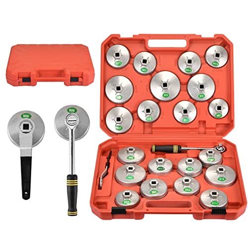 GOCCIDA 23pcs Aluminum Alloy Oil Filter Removal Wrench Set with Storage Case