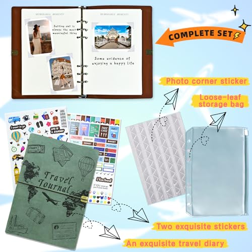 Image of Travel Journal for Women Men and Couples, Leather Travel Notebook with Prompts, Travel Memory Book & Adventure Book (Sage Green)