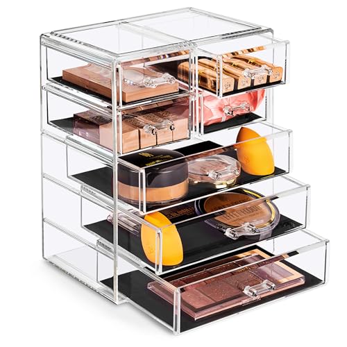 Sorbus Acrylic Makeup Organizer Set, 7-Drawer Vanity & Countertop Cosmetic Storage with Small & Wide...