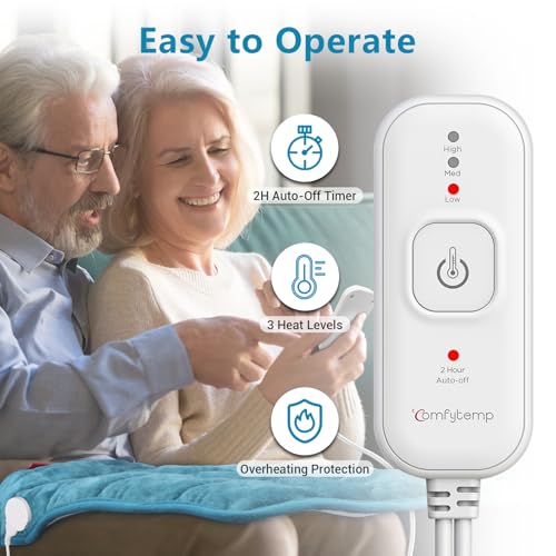Image of Comfytemp Weighted Heating Pad for Back & Period, FSA Eligible Extra Large Electric Heat Pad, 3.5 lb HSA Approved Neck Shoulder Heated Pads, Fathers Day Dad Gifts for Husband Birthday, Auto-Off, 17x33