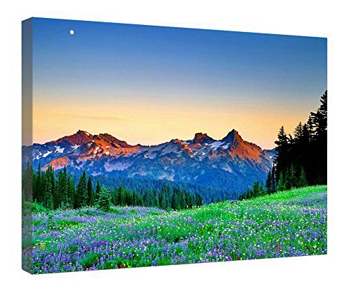 Impression sur toile de paysage de montagne avec finitions premium en bois