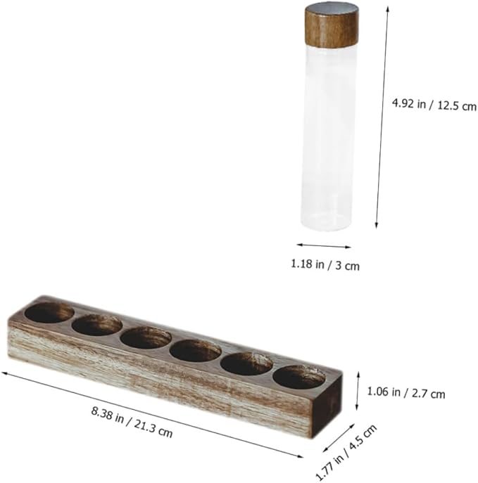 Set de 6 Tubos de Vidrio Herméticos Baluue con Base de Madera para Almacenar Café miniatura 3