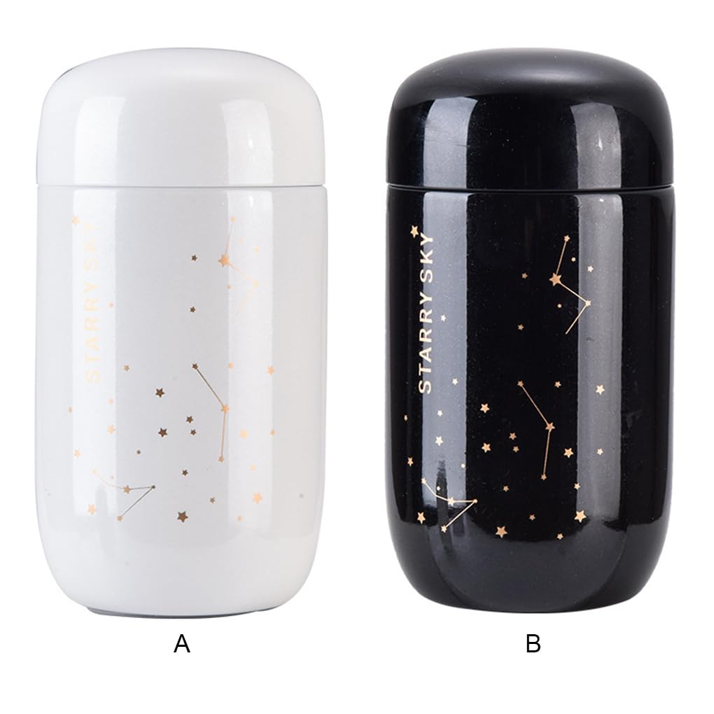 Juego de 5 tazas de café aisladas a prueba de fugas de 200 ml, termo al vacío de acero inoxidable, para escuela, viajes, interior y exterior, taza de leche, color negro