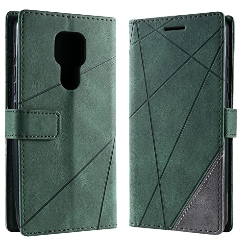 Vankii Funda para Motorola Moto G9 Play/E7 Plus, Billetera Carcasa Protectora Libro Tapa Silicona Bumper PU Cuero Cartera Case Flip Cierre Magnético Leather Soporte Wallet Antigolpes Cover (Verde)