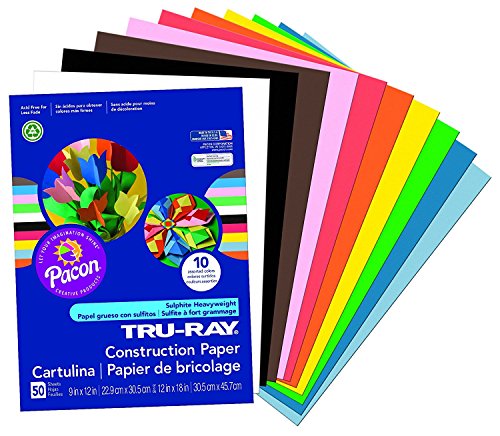 Tru-Ray Pacon Construction Paper 9 in by 12 in Assorted, 2 Pack (50 Count)