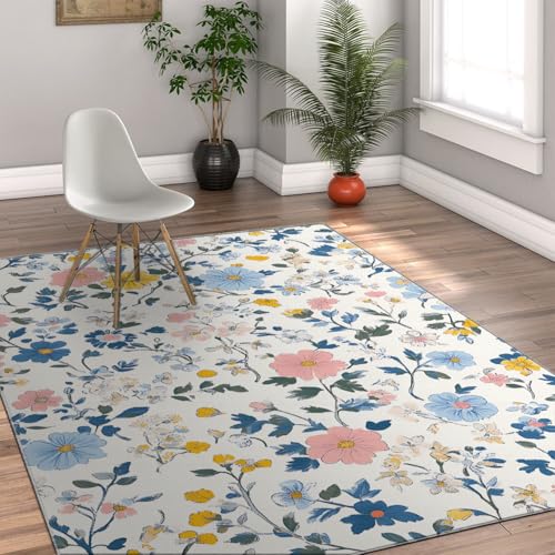 Tapis 60x90cm de style fleuri bohème parfait comme descente de lit douce et lavable - 4
