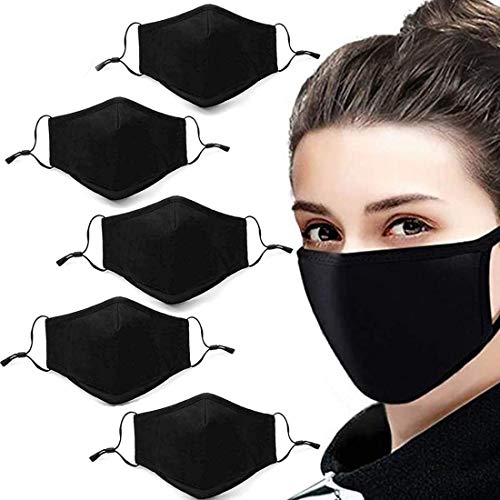 vipsung 5 Pack Unisex Fashion Stretch Lightweight Cotton Covering Face and Mouth Reusable Washable Adjustable (5 PCS)
