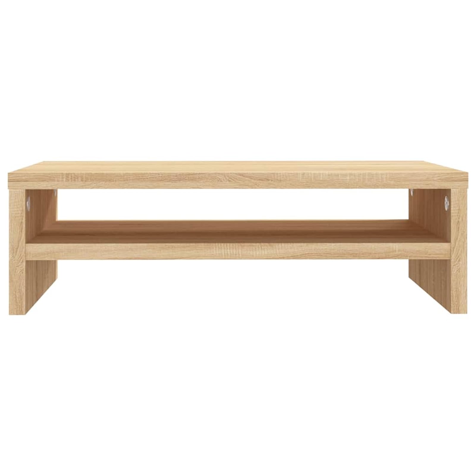 Supporto per monitor in rovere Sonoma, 42 x 24 x 13 cm, in legno | Stabile in legno, regolazione ergonomica dell'altezza, vano portaoggetti per tastiera e dispositivi multimediali