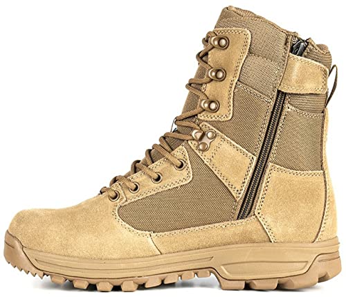 LAPG Sector 8" Men's Side-Zip Duty Boots, Durable Tactical Uniform Footwear for Men, Coyote2