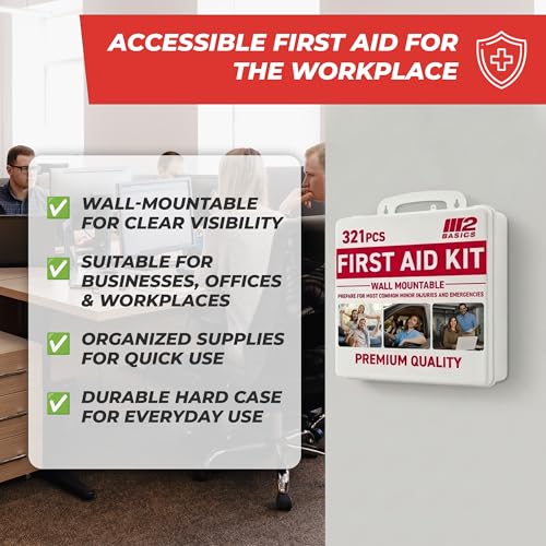 Image of M2 BASICS 321 Piece Premium First Aid Kit, w /Hard Case for Home, Business (Pack of 2)
