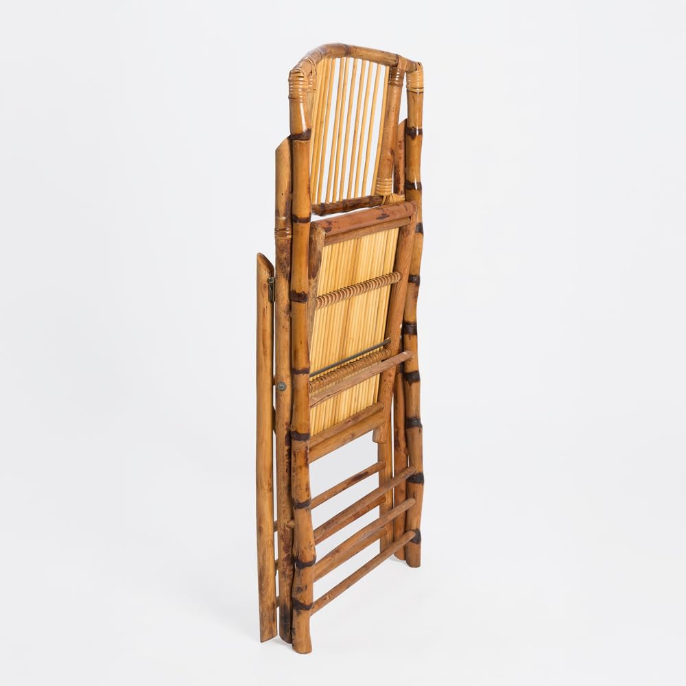 Silla de Madera de Bambú Plegable con Cojín Incluido para Jardín, Hostelería y Eventos. Certificado de Calidad y Diseño Ligero para Catering al Aire Libre. (2)