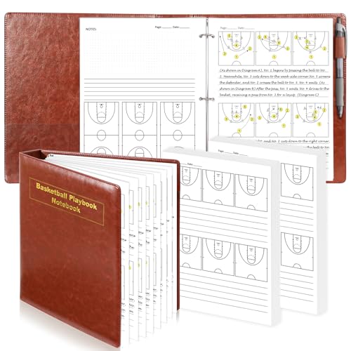 HKSZEH PU Leather 8.5 * 11 in Basketball Coach Notebook