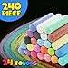 240PCS Washable Sidewalk Chalks, 24 Colors Jumbo Chalk for Kids, Non-Toxic Sidewalk Chalk Bulk for Toddler, Dustless Outdoor Chalk Giant Box Chalkboard Chalk for Party Favor Playground, Great for Kids