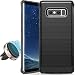 Samsung Galaxy Note 8 Case (Black) 2017, COOLQO Brushed Grip Resilient Strength Flexibility Durability, Durable Anti-Slip, TPU Defensive Cover Skin + Phone Metallic Plate for Any Magnetic Car Mount