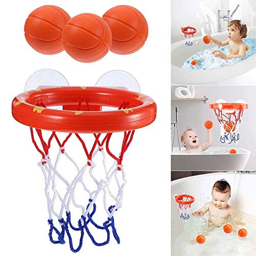 XUNKE Juguetes de Baño, Divertido Juego de Baloncesto para Niños y Niñas Pequeños con 3 Pelotas