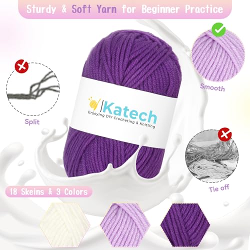 Image of Katech Crochet Kit for Beginners,Crochet Blanket Kits for Adults Learn to Crocheting Blanket Kit