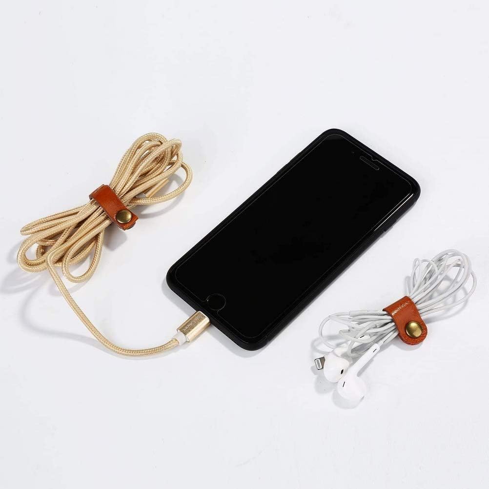 20 Pcs Cord Organizer, Stocking Stuffers for Men Portable Earphone Cord Winder keeper, Portable USB Cord holder, Cord Wire Ties for Work and Travel, 10 Long -Brown,10 Short -Black