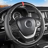 RUAKIVA Funda para Volante de Coche,Funda para Volante de Fibra de Carbono Ultrafina,Universal 38 cm/14.5-15...