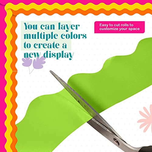 TaoBary 6 Rolls 196.8 ft Christmas Winter Classroom Bulletin Board Borders Scalloped Trim Bulletin Board Decorations for School Whiteboard Cork Poster Chalkboard Wall(Summer Color,196.8 ft)