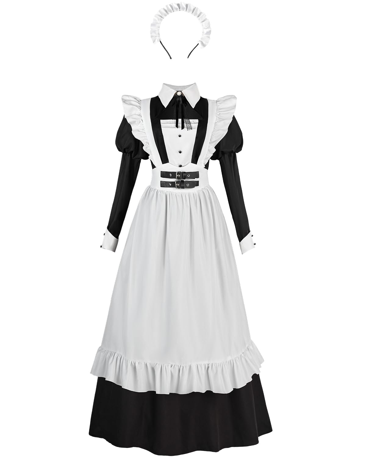 CR ROLECOS Victorian Maid Dress for Women Vintage Lolita Long Dress with Detachable Apron Cosplay Costume for Halloween Theme Party S — image 1