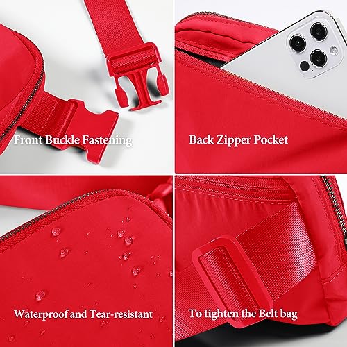Image of ODODOS Unisex Mini Belt Bag with Adjustable Strap Small Fanny Pack for Workout Running Traveling Hiking, Red