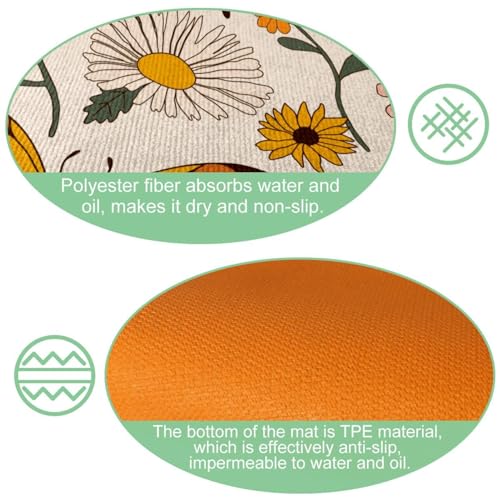 Tapete de cocina lavable de 2 piezas alfombra pasillo absorbente botánica 6