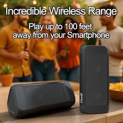 Image of OontZ Angle 3 Ultra Gen 4 Bluetooth Speaker, 14W, 20-Hour Playtime, IPX7 | 14W Bluetooth speaker with fuller bass, 100-ft range, IPX7 waterproof and stereo pairing.
