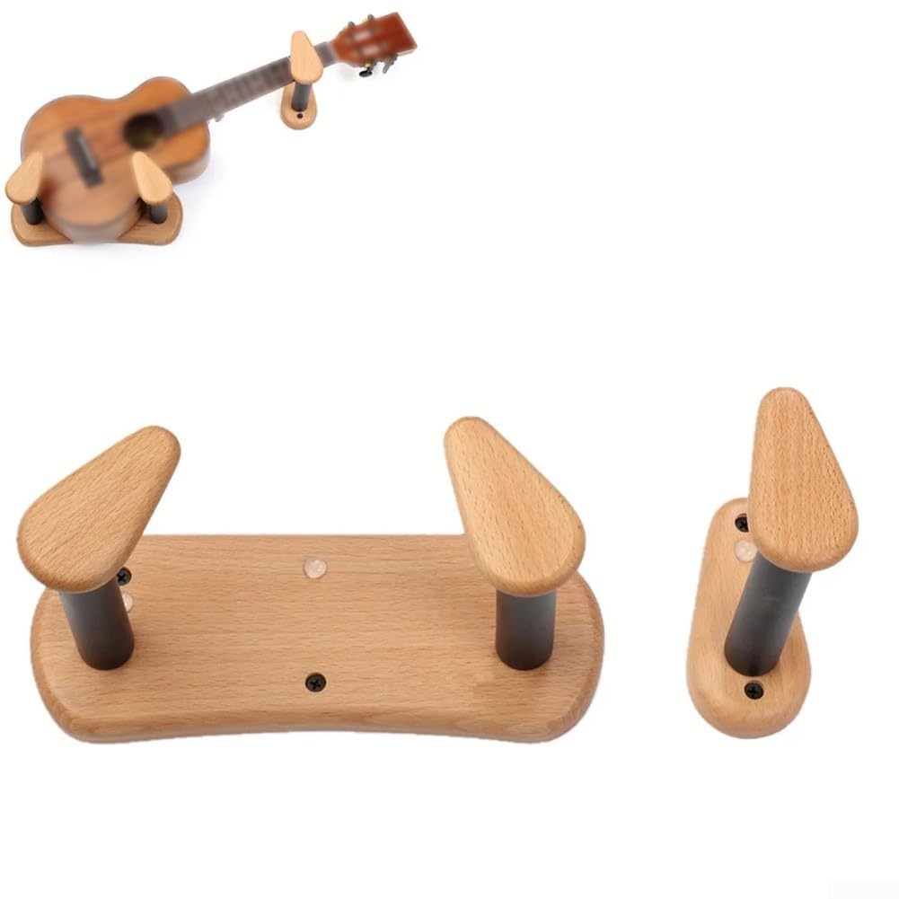 Soporte de pared para guitarra de madera con medidor de humedad, soporte de exhibición de madera de haya para ukelele bajo eléctrico acústico, estante en ángulo con almacenamiento de púas