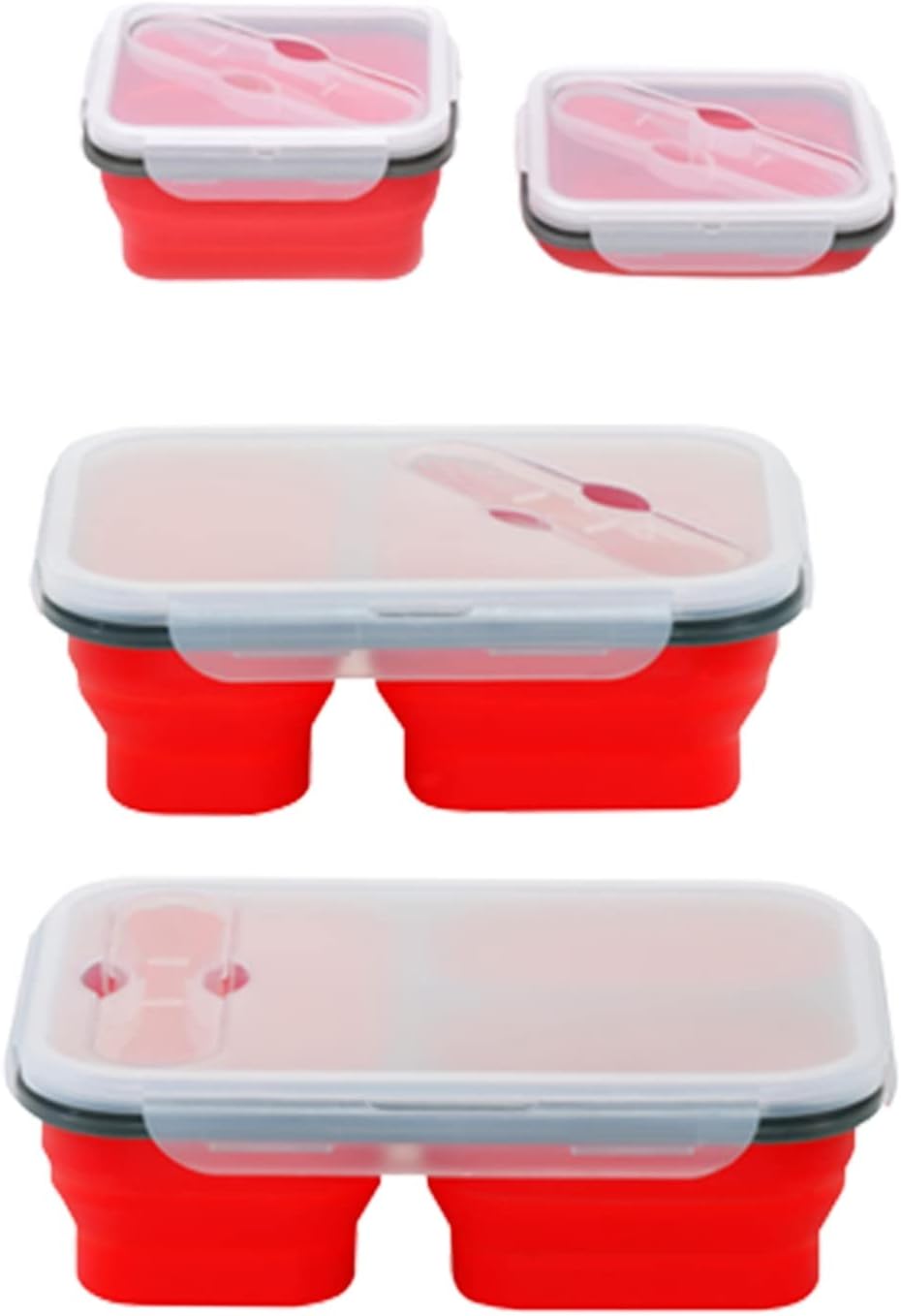 ARTERMYSilicone Lunch Box, Bento Box, Collapsible Folding Food Storage Container with Lids, Durable, Portable, for Hiking, Camping, School, Work (Size : C)