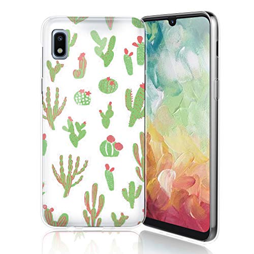 TJS Phone Case Compatible with Samsung Galaxy A10E 5.8' (Not Fit Galaxy A10/M10), TPU Matte Color Design Transparent Clear Soft Skin (Cactus)